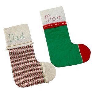 Christmas Stockings Vintage Mom&Dad Oversized Handmade Holiday Stockings